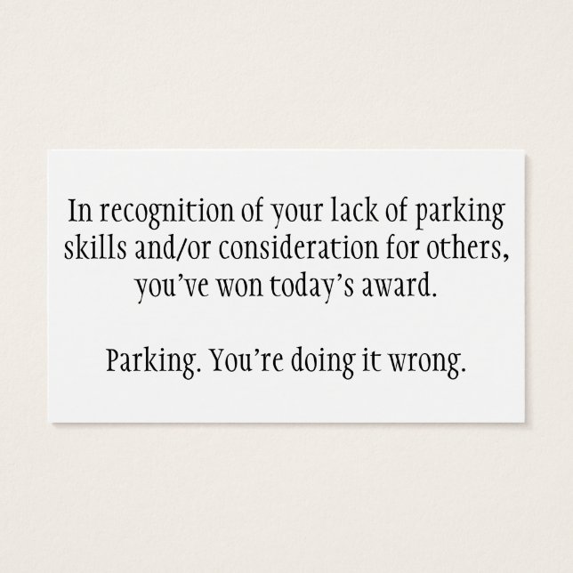 Bad parking cards (Back)