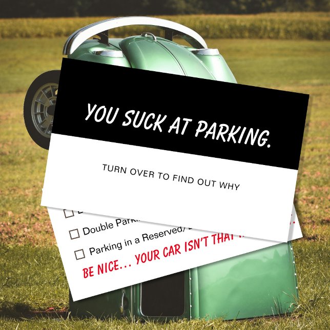 Bad Parking – You Suck at Parking Funny Car Decal  Business Card (Creator Uploaded)