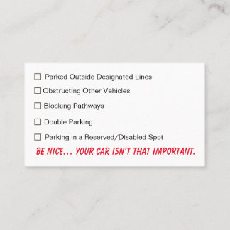 Bad Parking – You Suck at Parking Funny Car Decal  Business Card