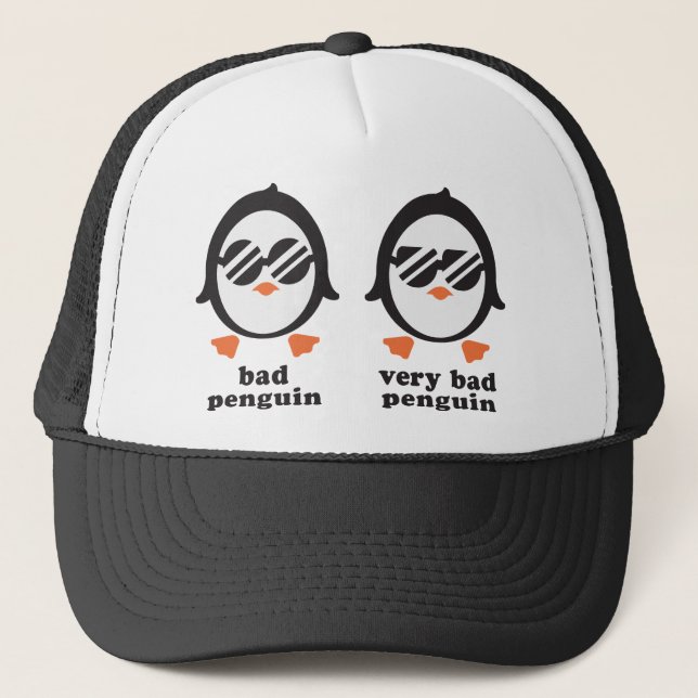 bad penguin — penguin trucker hat (Front)