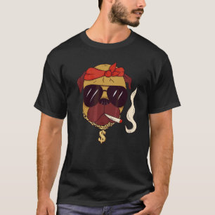 Bad Pug Gold Chain Sunglasses Dog Dad Pug T-Shirt