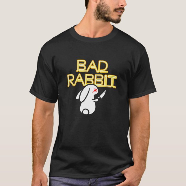 Bad Rabbit Bunny With Knife Hater Antisocial Intro T-Shirt (Front)