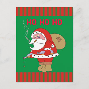 Bad Santa Claus Funny Christmas Postcard