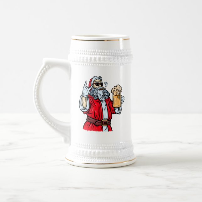 Bad Santa Claus, Rock, Beer and Cigar Beer Stein (Left)