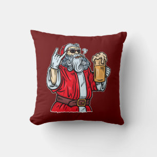Bad Santa Claus, Rock, Beer and Cigar Cushion