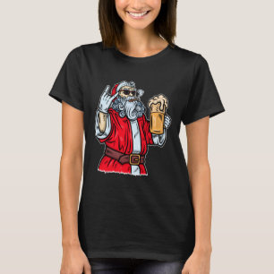 Bad Santa Claus, Rock, Beer and Cigar T-Shirt