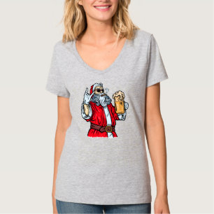 Bad Santa Claus, Rock, Beer and Cigar T-Shirt