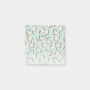 Bad Siamese Cats Knocking Stuff Over Post-it Notes