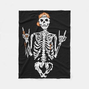 Bad Skeleton Hand Rock Summer Halloween Skull Wome Fleece Blanket