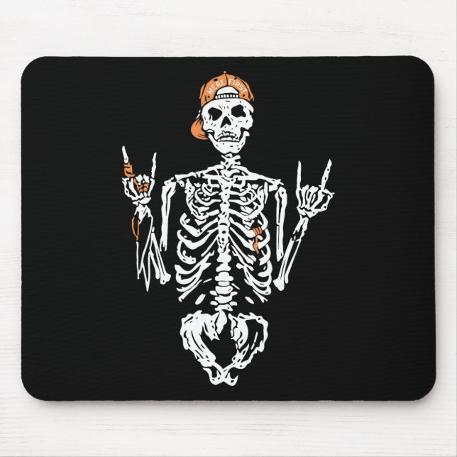 Bad Skeleton Hand Rock Summer Halloween Skull Wome Mouse Pad (Front)