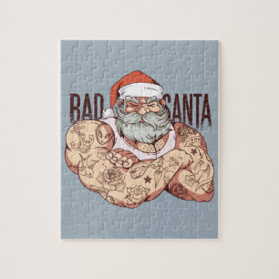 Bad Tattoo Santa Jigsaw Puzzle