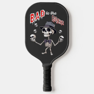 Bad to the bone, funny skeleton pickleball paddle
