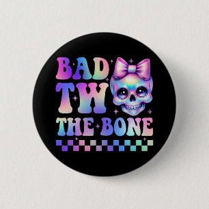 Bad Two The Bone 2nd Birthday Kid Girl Tie Dye Bir 6 Cm Round Badge
