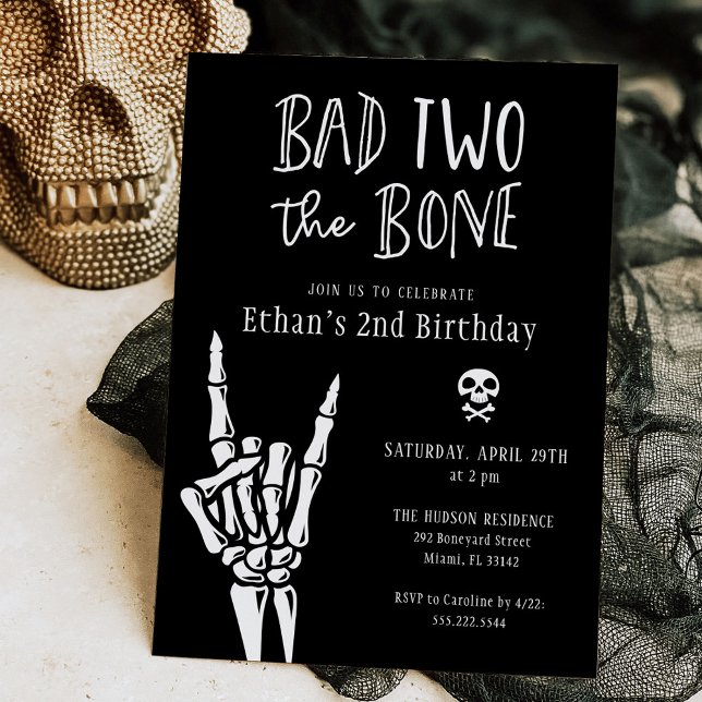 Bad Two The Bone 2nd Birthday Party Invitation (Creator Uploaded)
