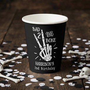Bad Two The Bone! Halloween 2nd Birthday Party Paper Cups