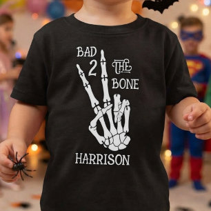 Bad Two The Bone! Halloween 2nd Birthday Party Toddler T-Shirt