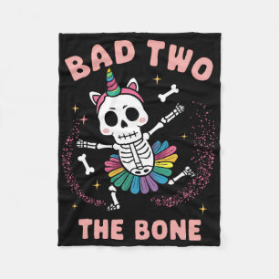 Bad Two The Bone Halloween Birthday 2nd Birthday G Fleece Blanket