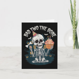 Bad Two The Bone Halloween Birthday 2nd Birthday T Card