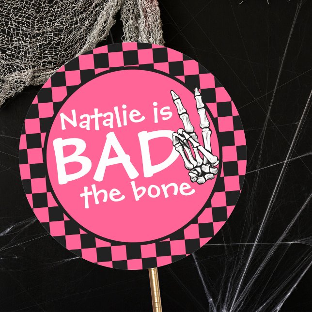 Bad Two The Bone Personalised 2nd Birthday Party Classic Round Sticker (Creator Uploaded)