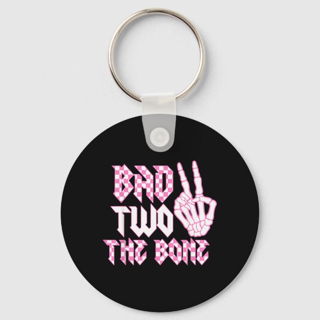 Bad Two The Bone Pink Birthday 2 Years Old Key Ring (Front)