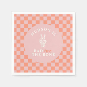 Bad TWO The Bone Pink Second Birthday Napkin