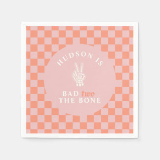 Bad TWO The Bone Pink Second Birthday Napkin