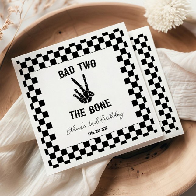 Bad Two The Bone Skeleton 2nd Birthday Party Napkin (Creator Uploaded)