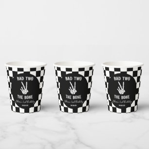 Bad Two The Bone Skeleton 2nd Birthday Party Paper Cups
