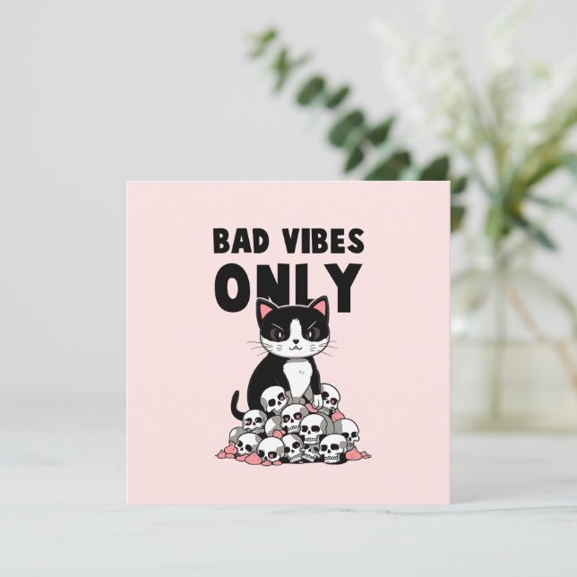 Bad Vibes Only – Cat & Skulls (Standing Front)