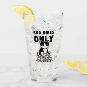 Bad Vibes Only – Cat & Skulls Glass