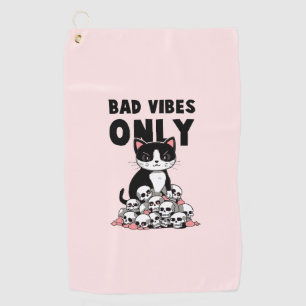 Bad Vibes Only – Cat & Skulls Golf Towel