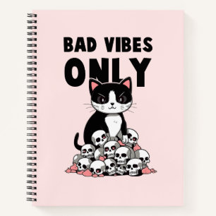 Bad Vibes Only – Cat & Skulls Notebook