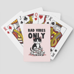 Bad Vibes Only – Cat & Skulls Playing Cards