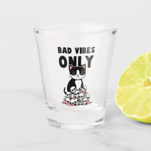 Bad Vibes Only – Cat & Skulls Shot Glass