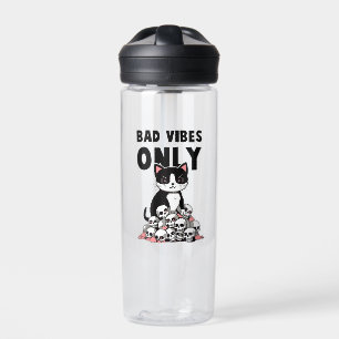 Bad Vibes Only – Cat & Skulls Water Bottle