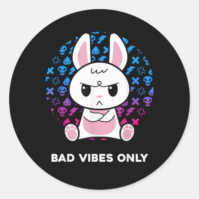 Bad Vibes Only Classic Round Sticker (Front)