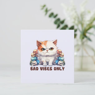Bad Vibes Only – Fierce Cat & Skulls Gothic Design
