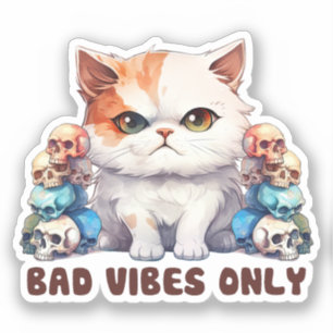 Bad Vibes Only – Fierce Cat & Skulls Gothic Design