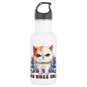 Bad Vibes Only – Fierce Cat & Skulls Gothic Design 532 Ml Water Bottle