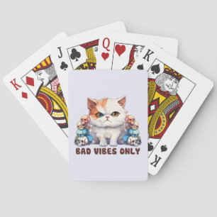 Bad Vibes Only – Fierce Cat & Skulls Gothic Design Playing Cards