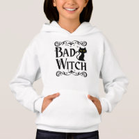Bad Witch Black Cat Black and White Halloween
