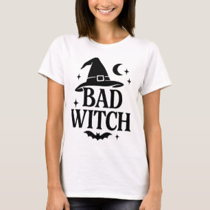 Bad Witch Black & White Minimalist Women’s Hallo T-Shirt