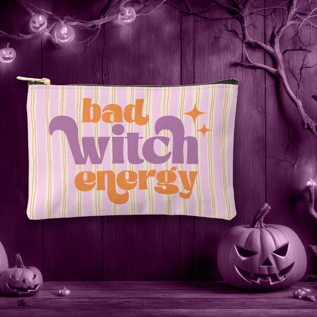 Bad Witch Energy Orange and Purple Striped Accessory Pouch (Creator Uploaded)