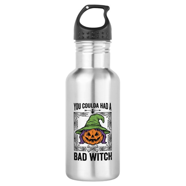 Bad Witch Funny Halloween Pumpkin Witch_1 532 Ml Water Bottle (Front)