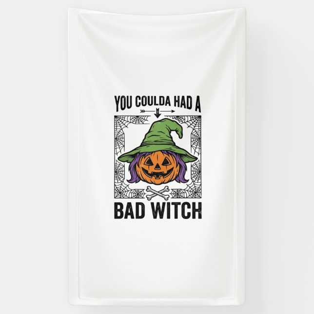 Bad Witch Funny Halloween Pumpkin Witch_1 Banner (Vertical)