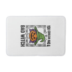 Bad Witch Funny Halloween Pumpkin Witch_1 Bath Mat