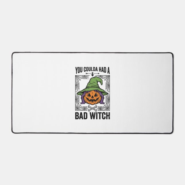 Bad Witch Funny Halloween Pumpkin Witch_1 Desk Mat (Front)