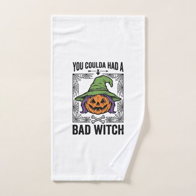 Bad Witch Funny Halloween Pumpkin Witch_1 Hand Towel (Hand Towel)