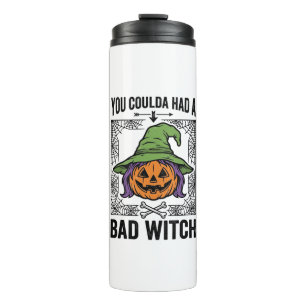Bad Witch Funny Halloween Pumpkin Witch_1 Thermal Tumbler