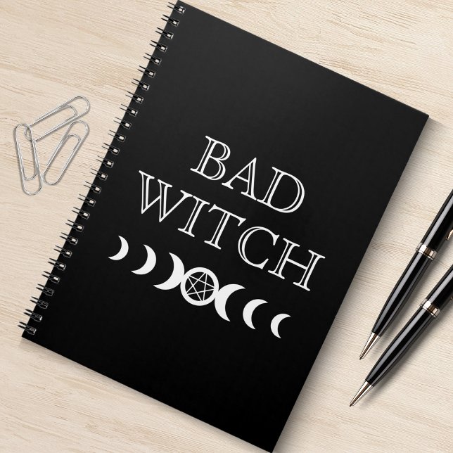Bad Witch Triple Goddess Moon Wicca Halloween Notebook (bad witch triple goddess halloween black spiral notebook)